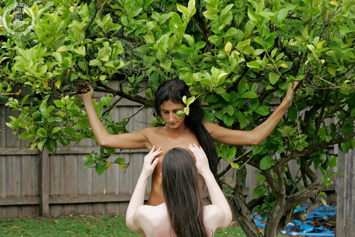 Des lesbiennes amateurs australiennes s'envoyant en l'air dans le jardin.
 #78101845