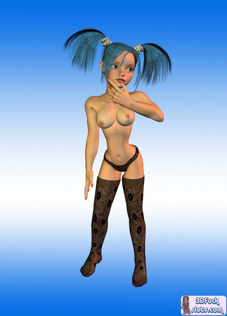 3D toon with blue hair #69334435