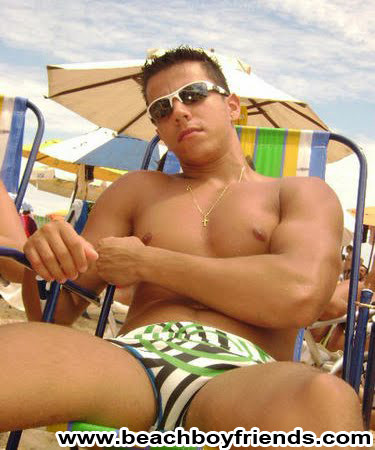 Hunk muscular dudes showing off some skin at the beach #76945550