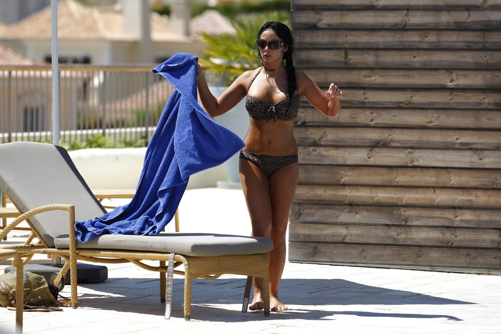 Chanelle Hayes busty wearing leopard print bikini at the pool in Portugal #75292746