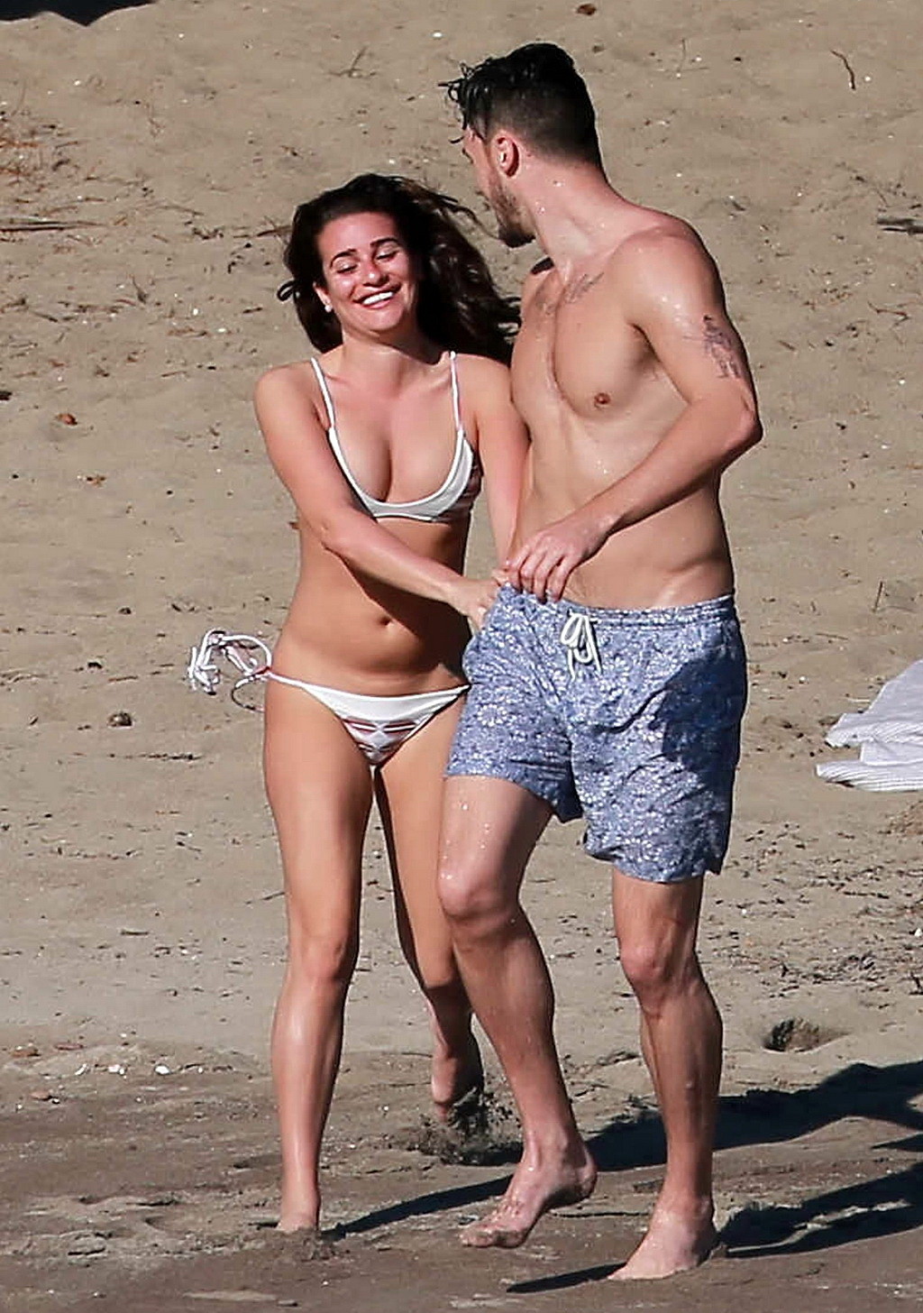 Lea Michele wearing skimpy bikini on a beach in Mexico #75177072