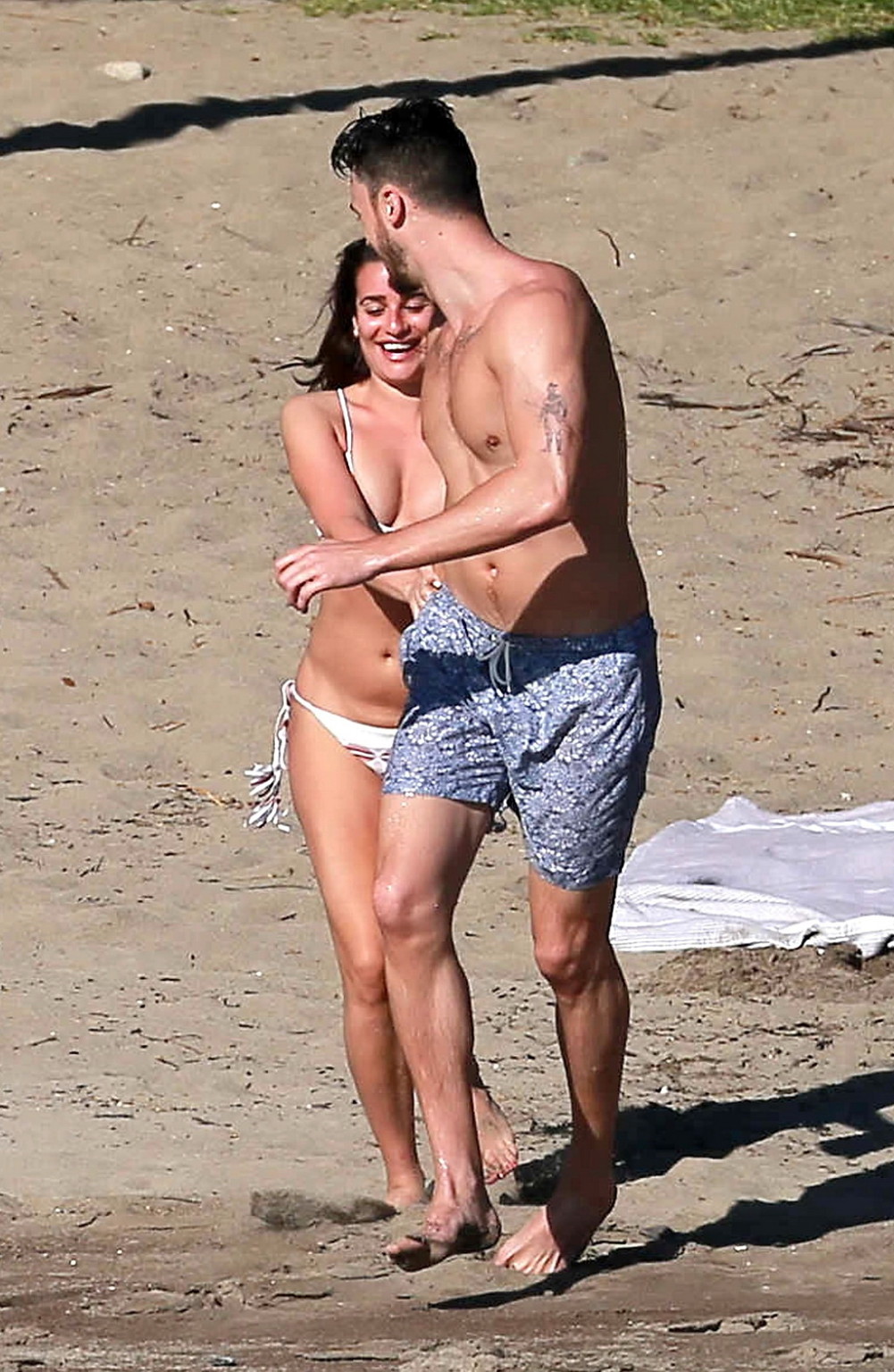 Lea Michele wearing skimpy bikini on a beach in Mexico #75177077