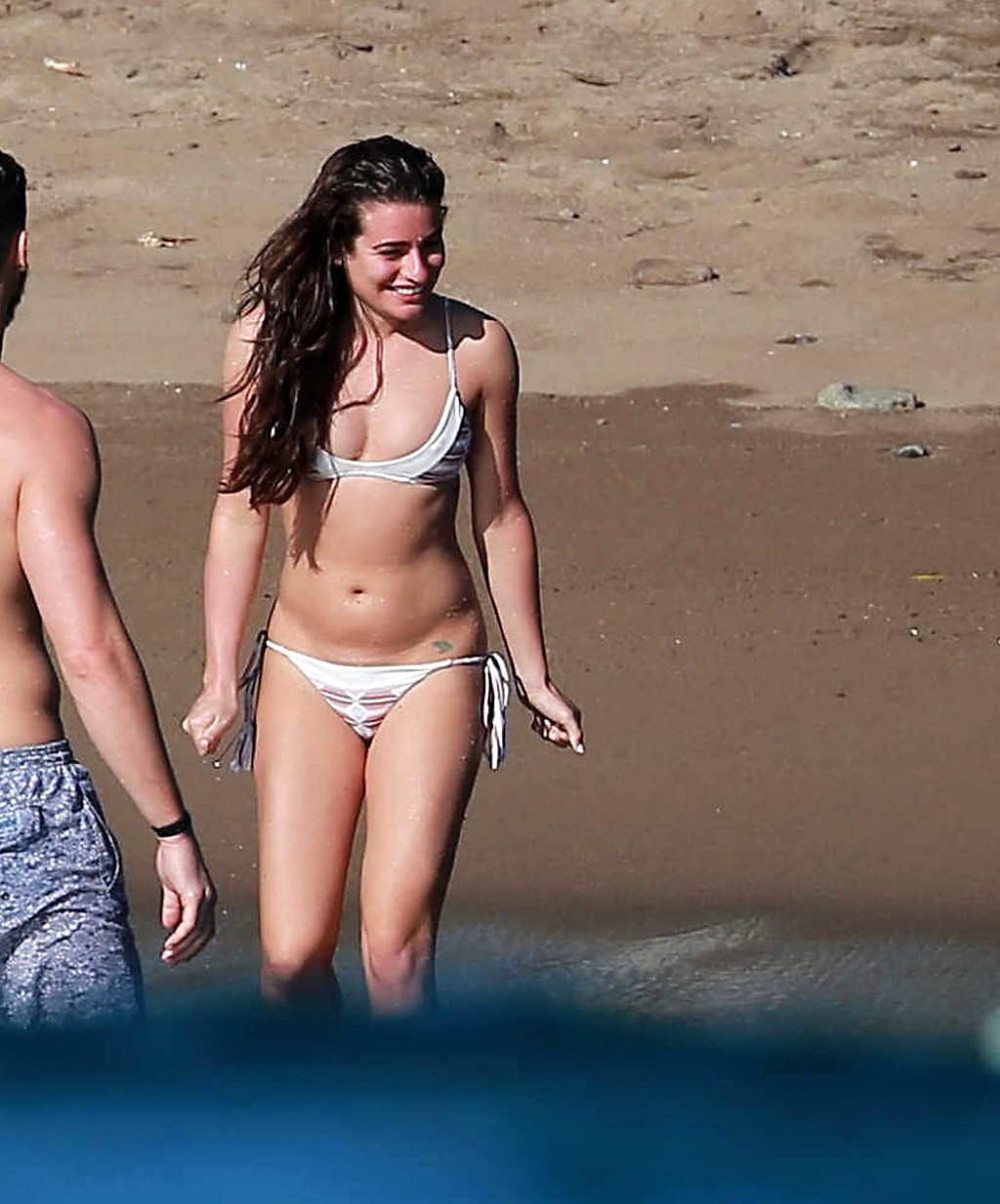 Lea Michele wearing skimpy bikini on a beach in Mexico #75177118