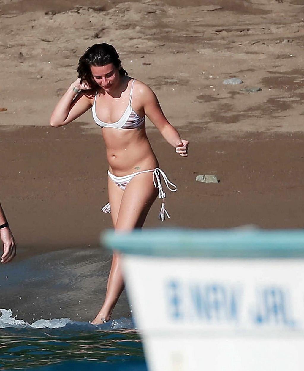 Lea Michele wearing skimpy bikini on a beach in Mexico #75177130