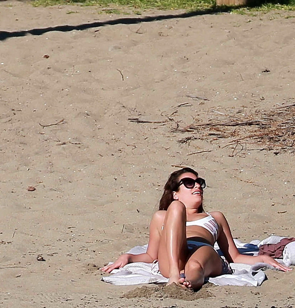 Lea Michele wearing skimpy bikini on a beach in Mexico #75177155