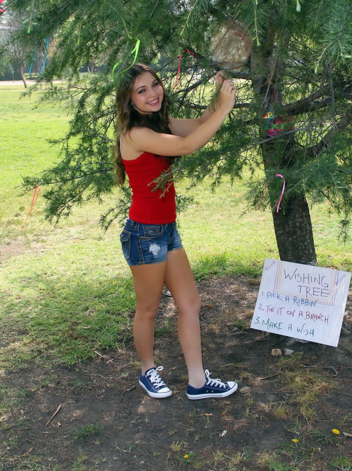 Sammi Hanratty leggy in tiny red top and hotpants at the park in North Hollywood #75197757