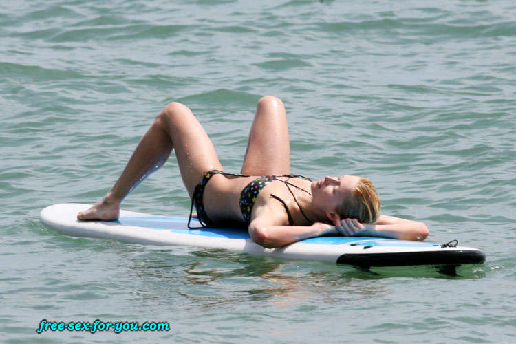 Paris Hilton showing tits while learning to surf paparazzi pix #75432041