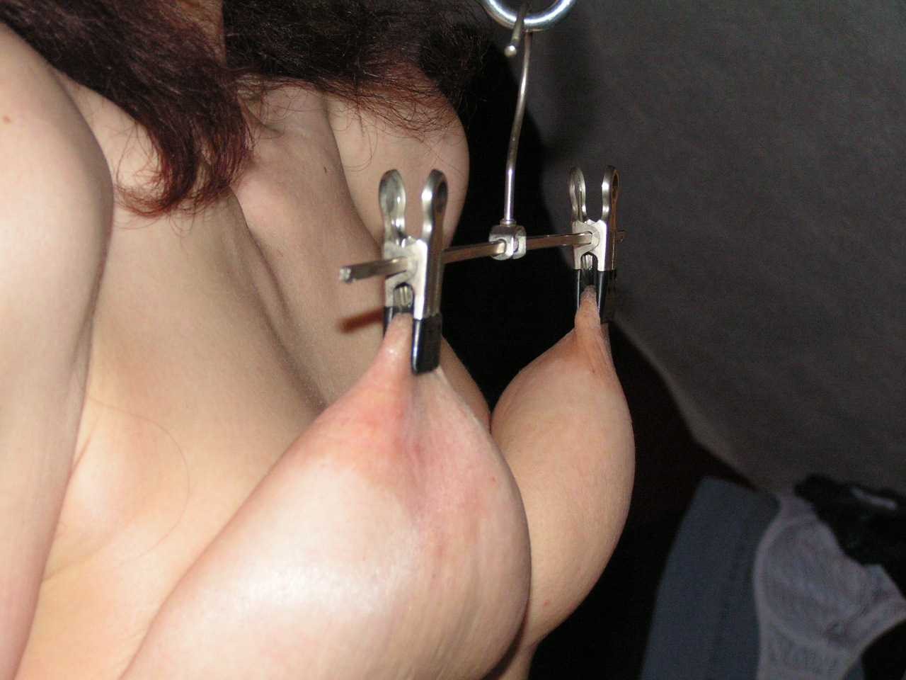 Amateur masochist in tit torture and nipple clamped #71910185
