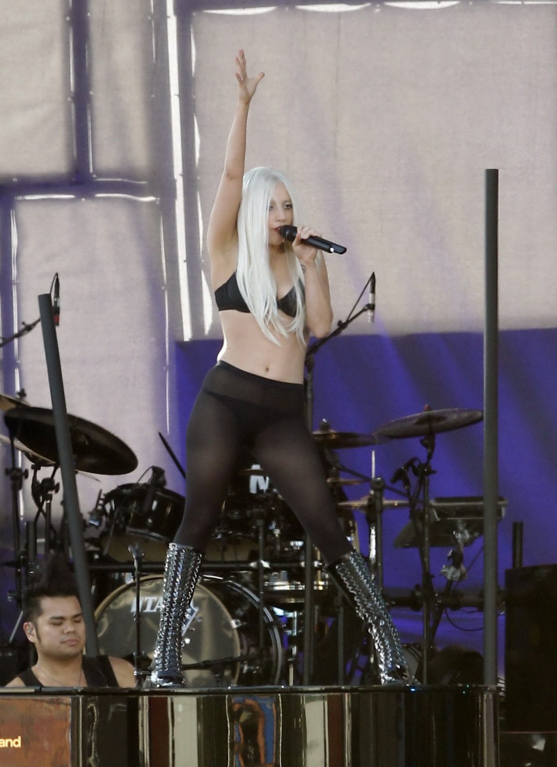 Lady Gaga shows off her ass in thong  pantyhose performing on Jimmy Kimmel Live  #75293462