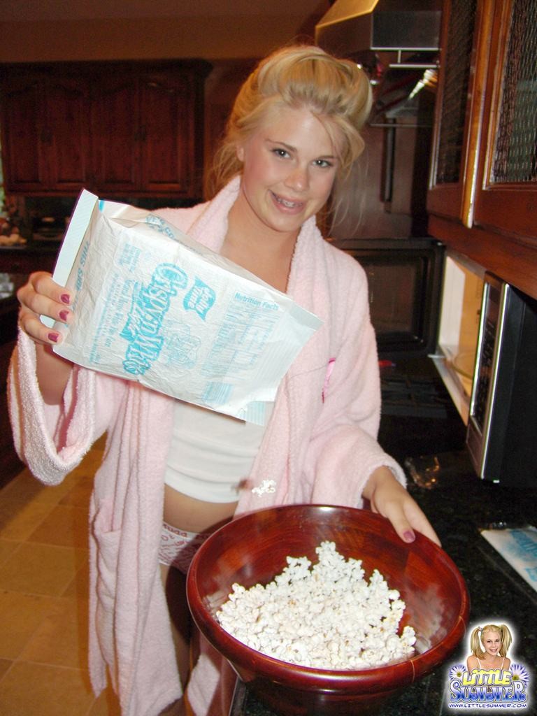 Cute eighteen year old strips while eating popcorn #78777857