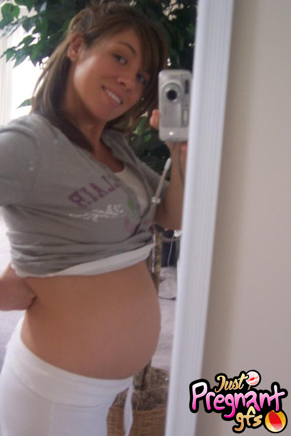 Pregnant teens show their big bellies