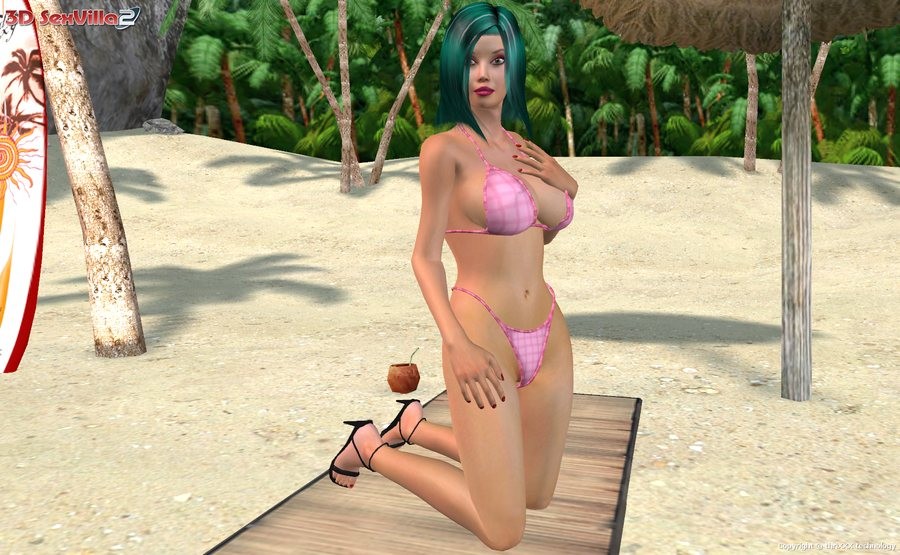 Animated Babe Posing In A Bikini At The Beach