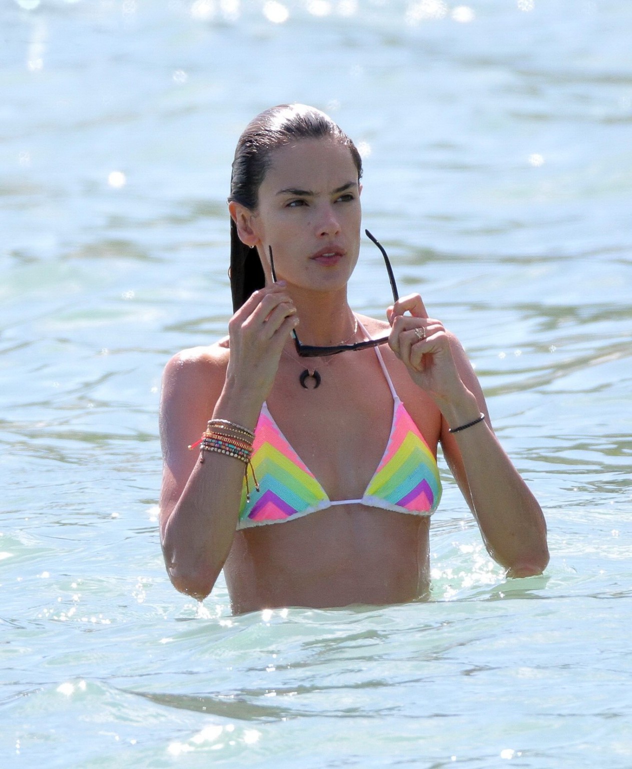 Alessandra Ambrosio wearing bikini on a beach in St. Barts #75245691