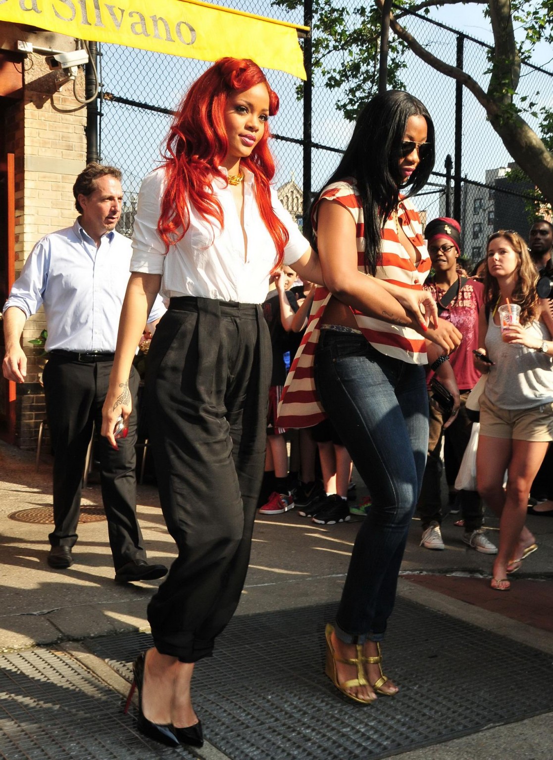 Rihanna see through wearing white shirt in New York #75302702