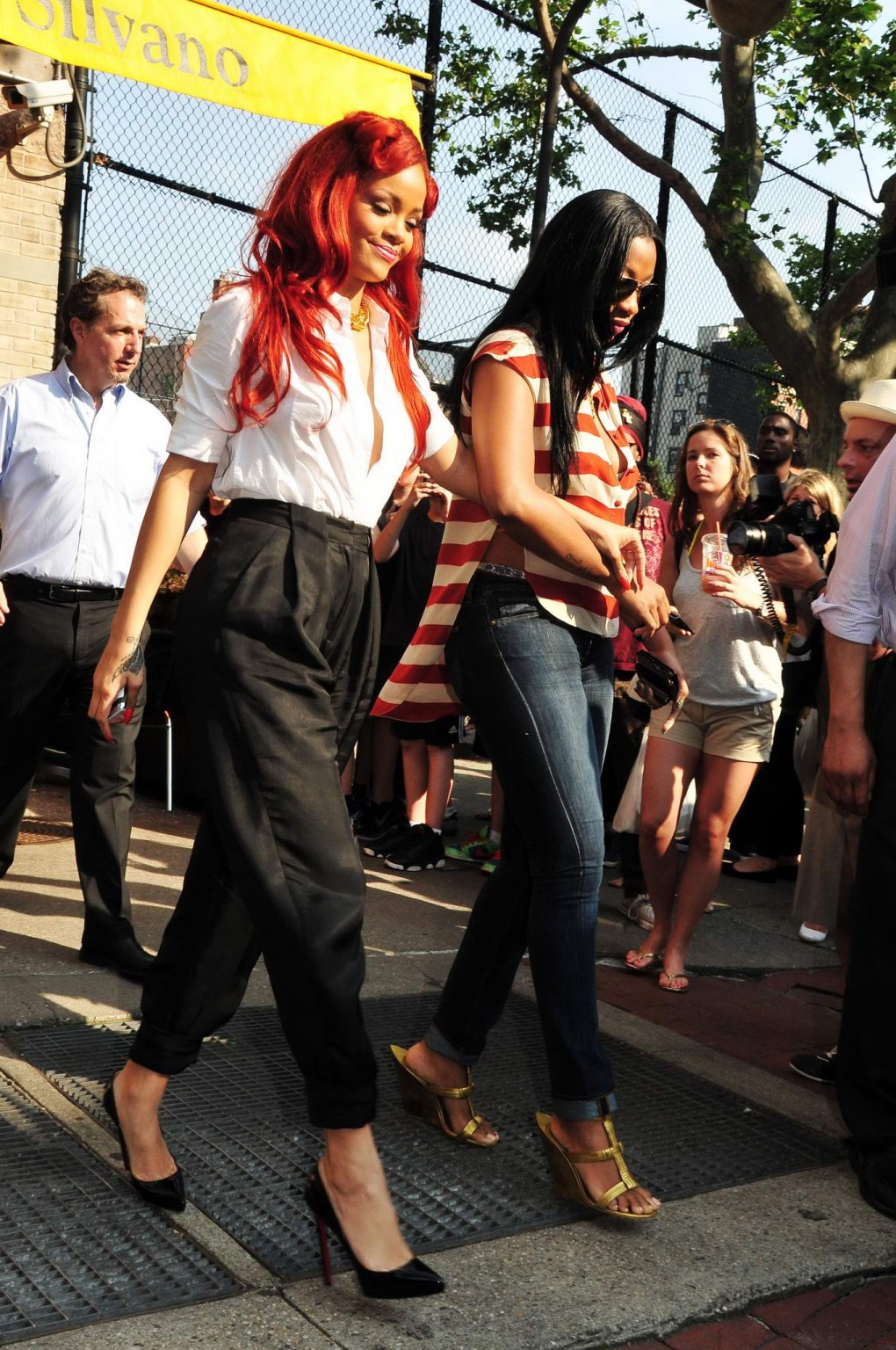 Rihanna see through wearing white shirt in New York #75302726