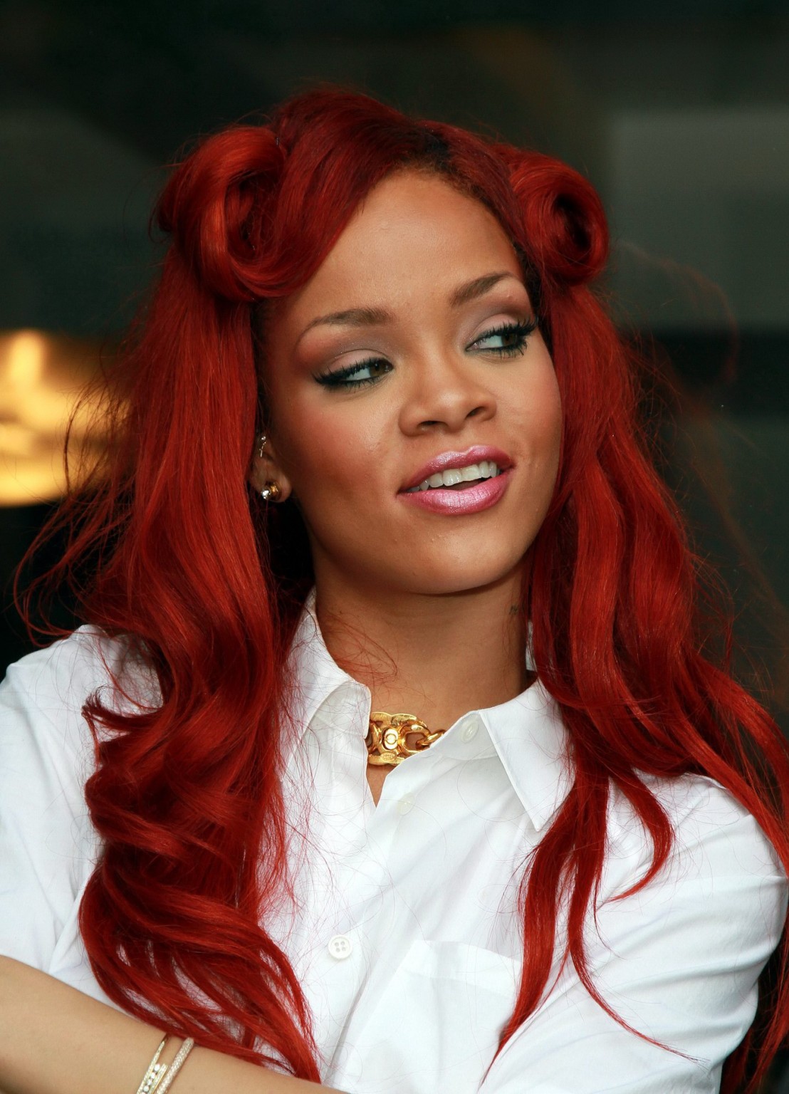 Rihanna see through wearing white shirt in New York #75302768