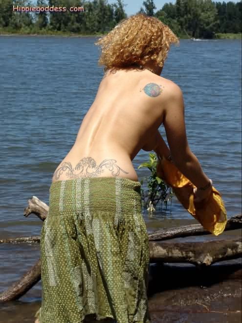 Natural Blonde Hairy Hippie Firefly Naked on Big River #73983557