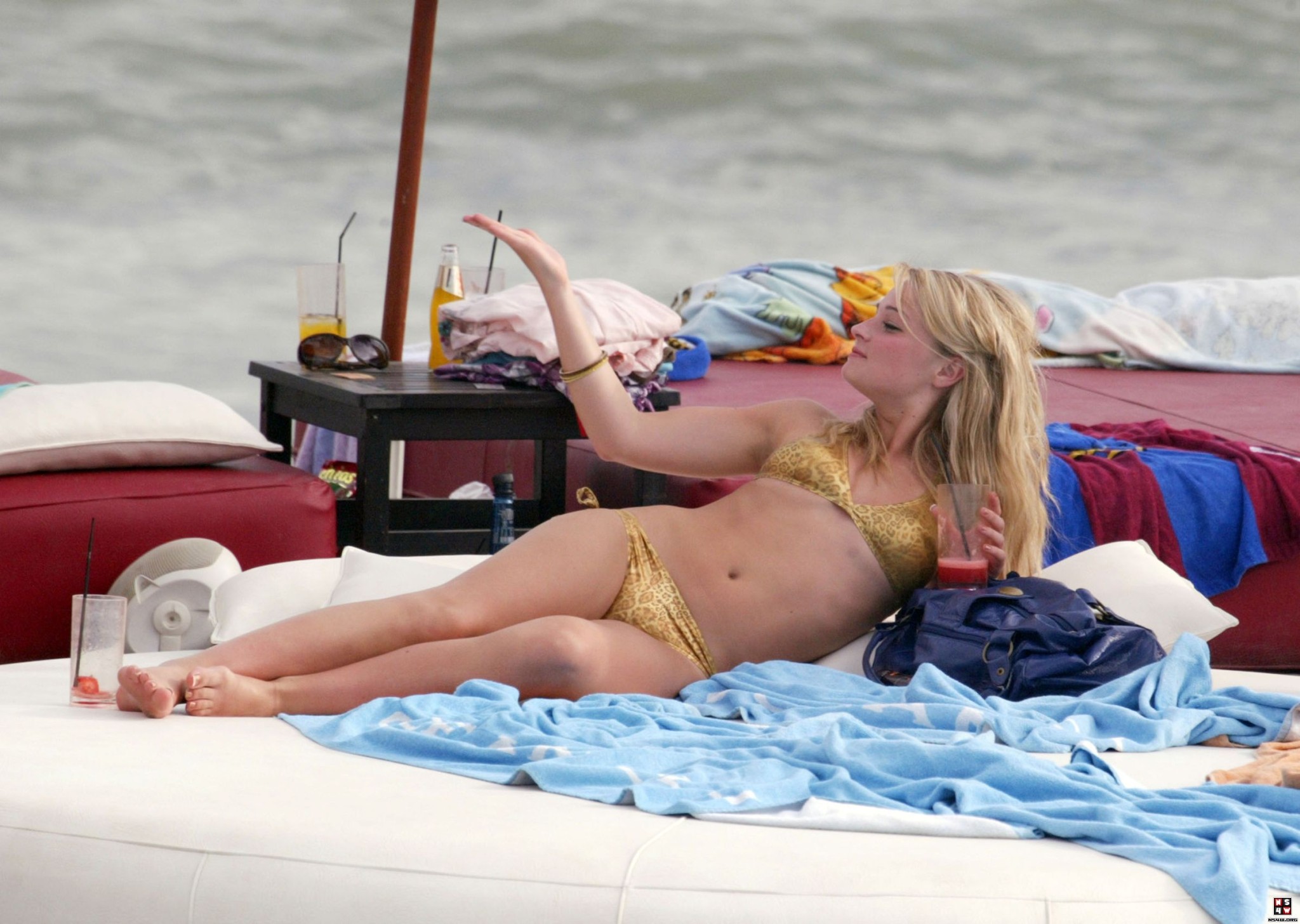 Emma Rigby wearing golden leopard print bikini in Marbella #75333824