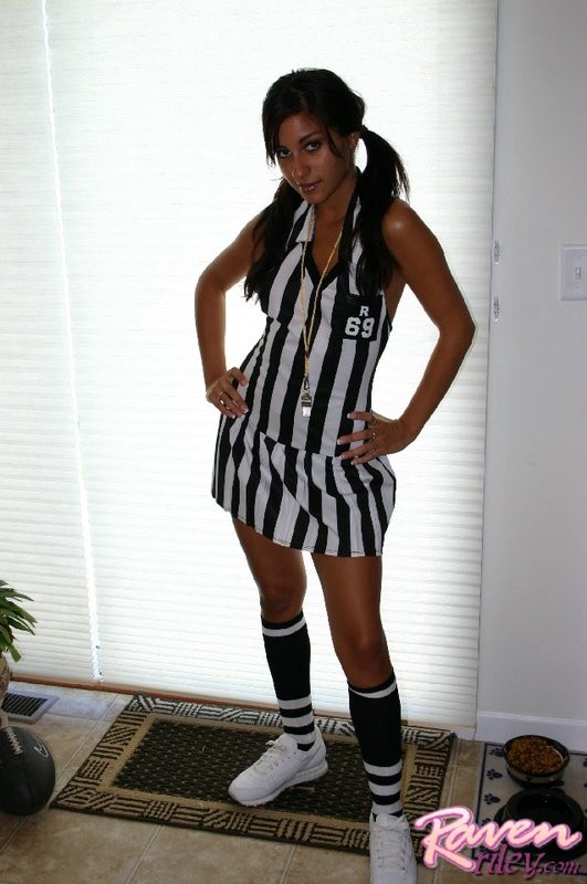 The hot Raven Riley shows off her football outfit #70623136