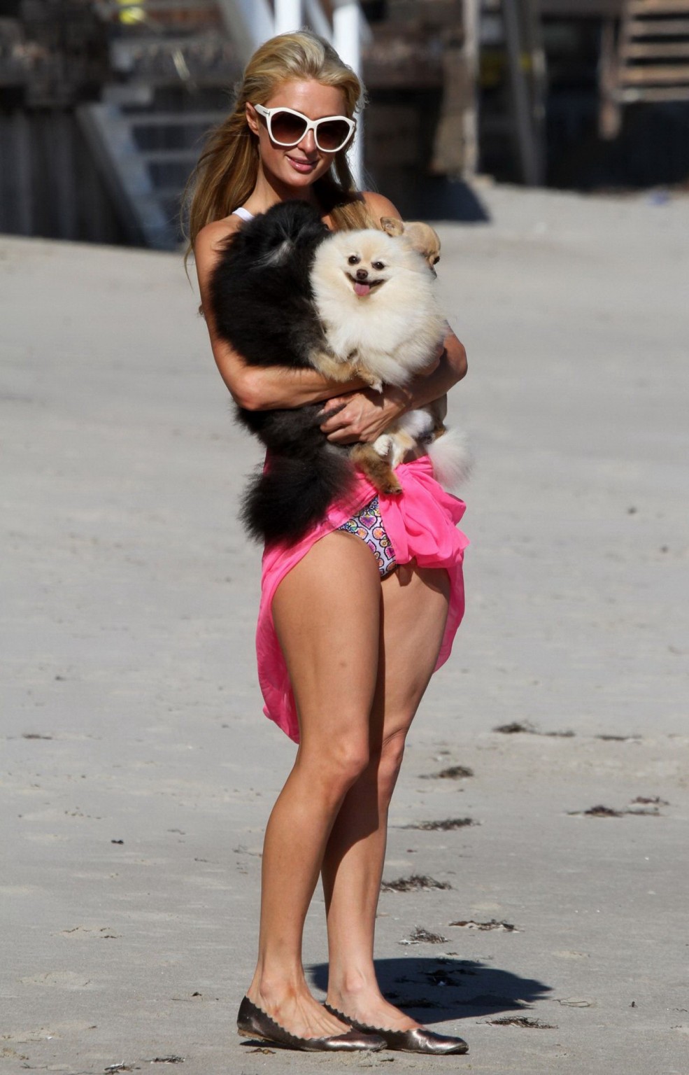 Paris Hilton wearing flower print bikini at the beach in Malibu #75190798