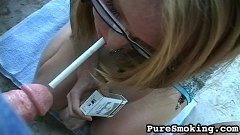 This blonde loves having something long in her mouth, whether it's a cigarette o #68097621