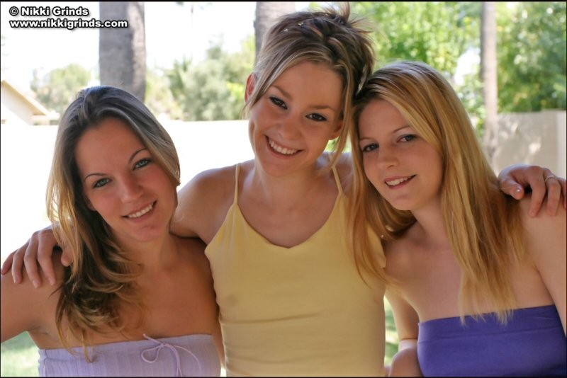 Three teens strip by the pool together #67782785