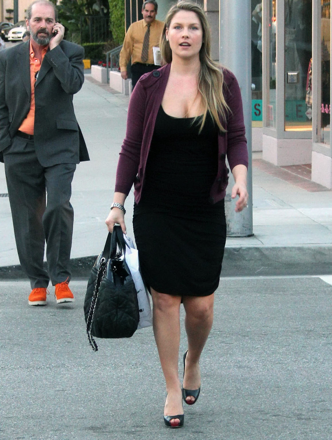 Ali Larter busty wearing low cut black dress in Beverly Hills #75316195