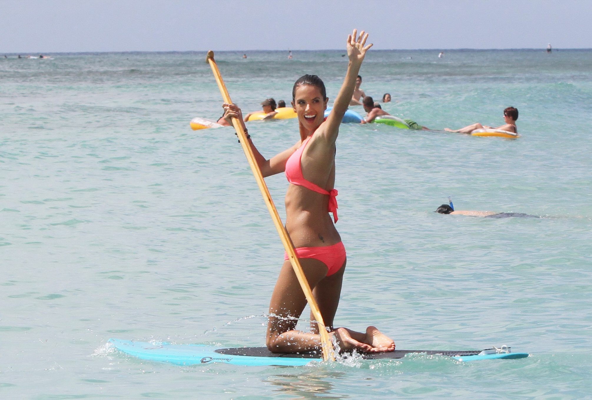 Alessandra Ambrosio surfing in Honolulu wearing bikini #75285514