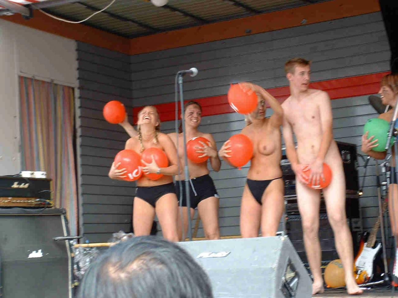 Outdoor event featuring trashy, naked girls on stage #77134077