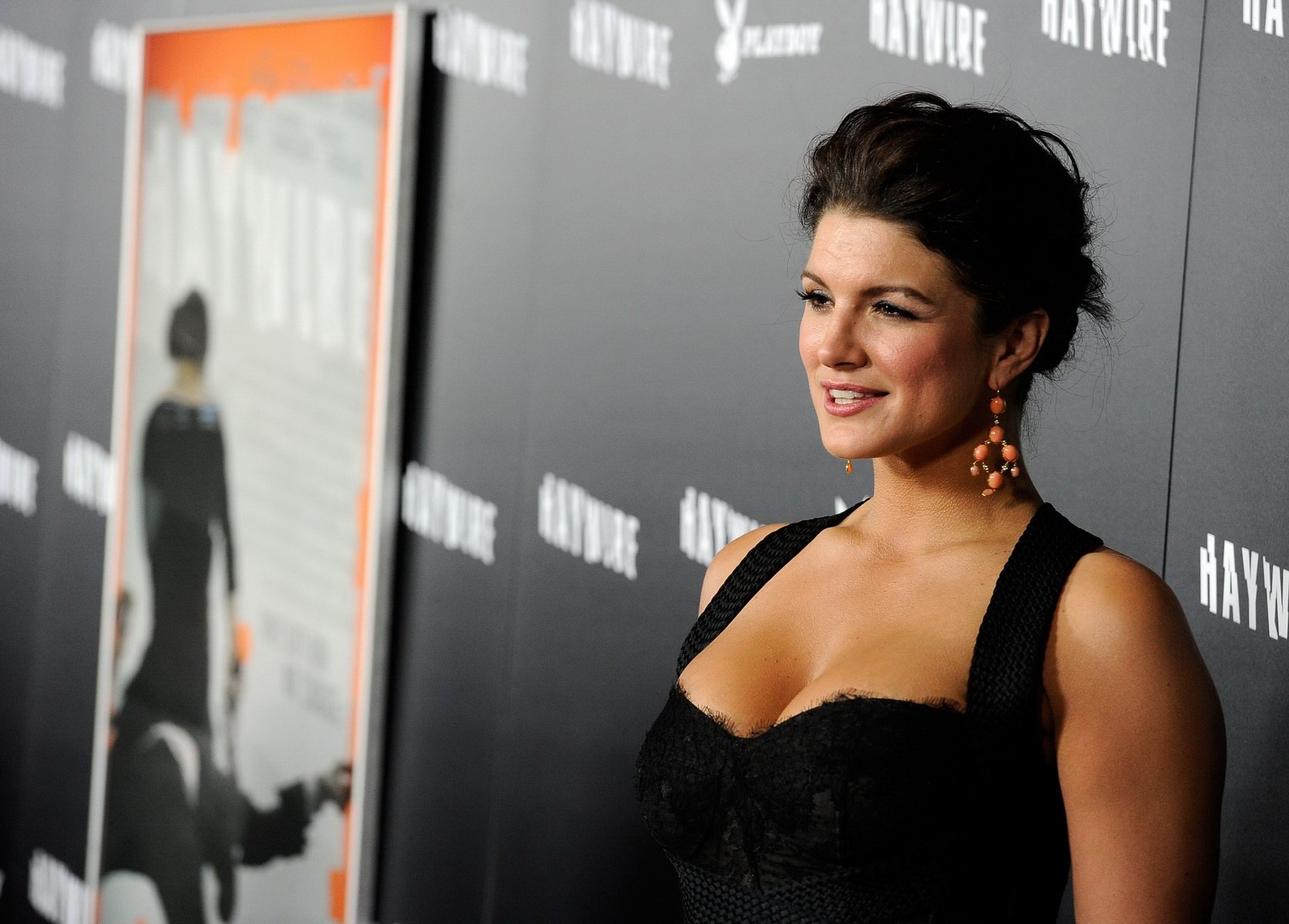 Gina Carano showing huge cleavage at the 'Haywire' premiere in LA #75276405