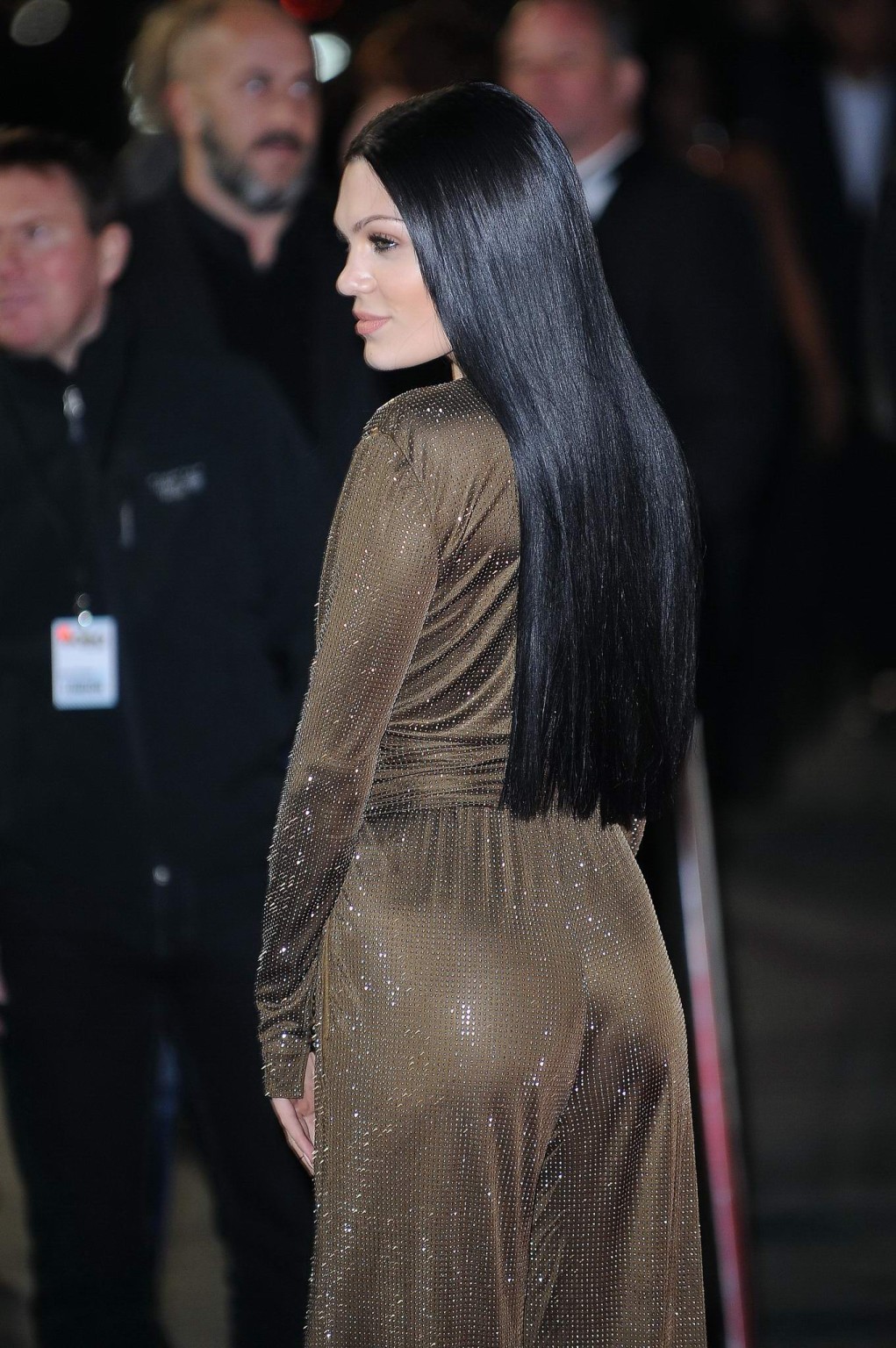 Jessie J braless wearing a wide open jumpsuit at MOBO Awards in London #75183100