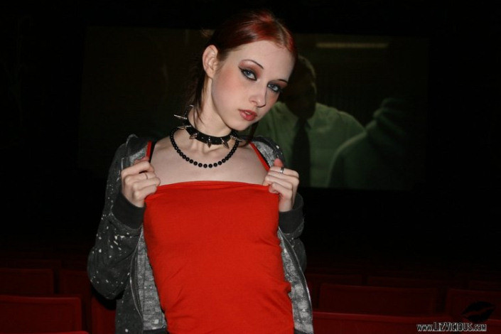 Redhead Goth Gal Liz Vicious Stripping At Night Spot