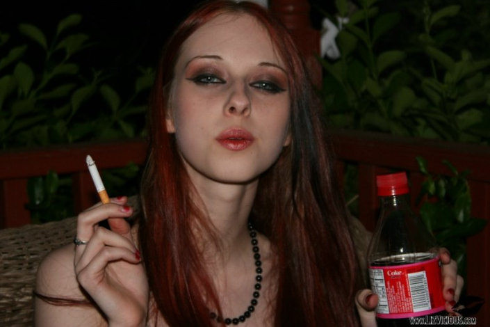 Redhead Goth Gal Liz Vicious Stripping at Night Spot #76641161