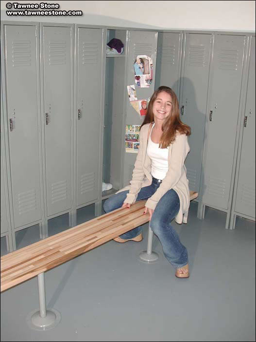 Brunette teen tawnee stone strips in locker room #75044433