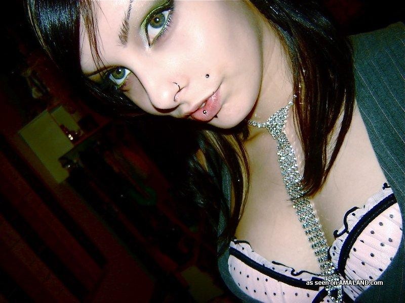Selection of naughty emo girlfriends posing in sexy selfpics #75698254