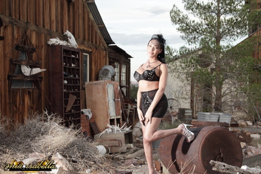 Busty Mia Isabella posing at the country side #78840026