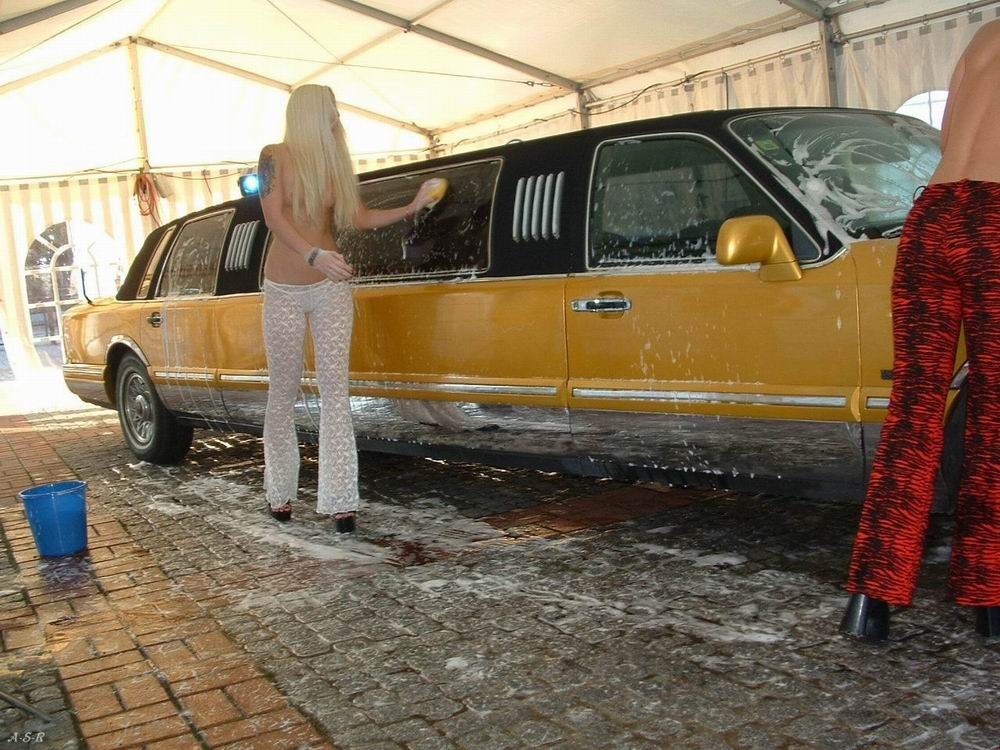Kinky amateur girls posing and washing their cars #67507656