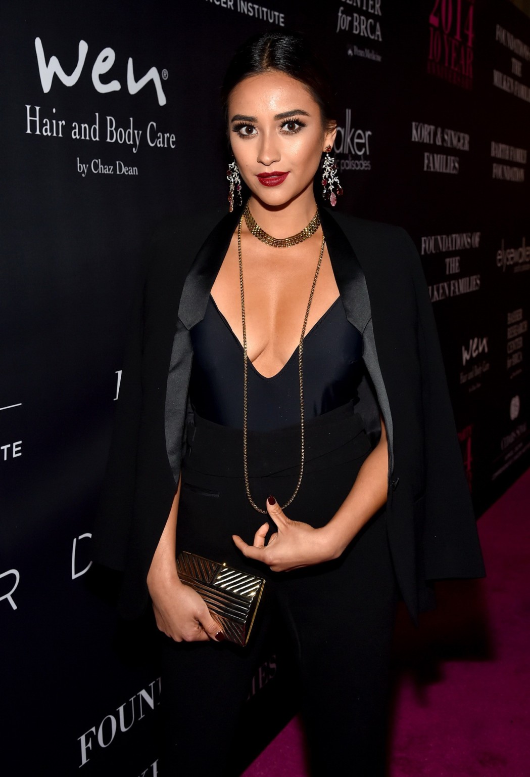Shay Mitchell braless showing huge cleavage at 10th anniversary Pink Party in Sa #75183297