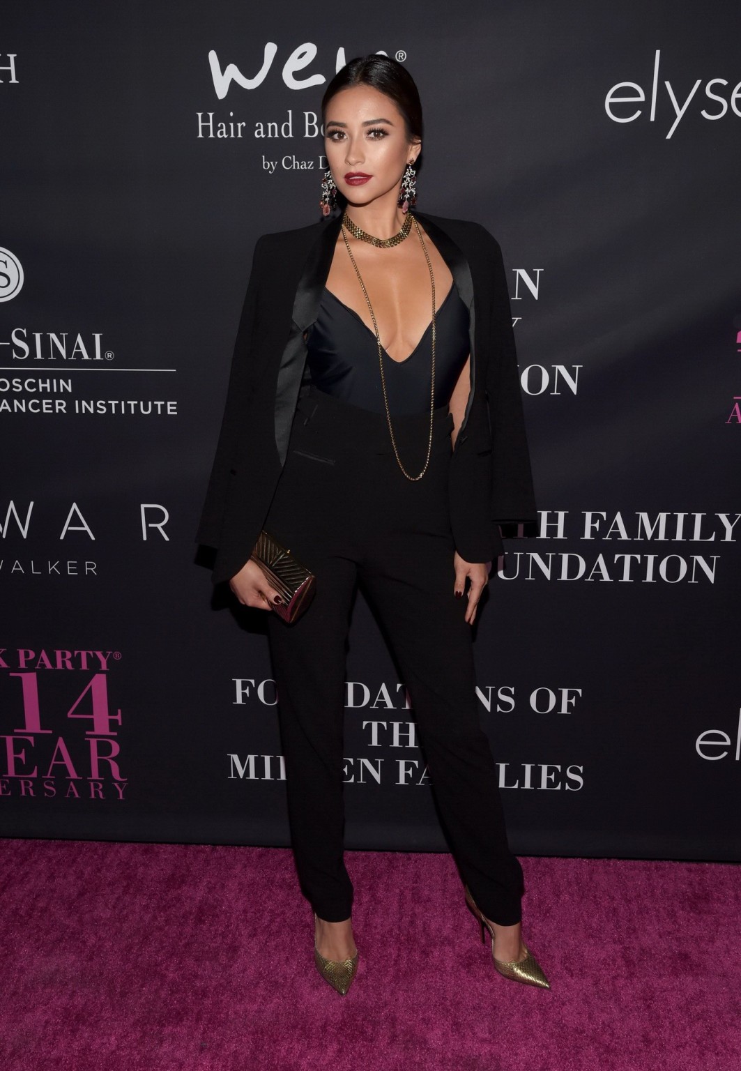 Shay Mitchell braless showing huge cleavage at 10th anniversary Pink Party in Sa #75183416