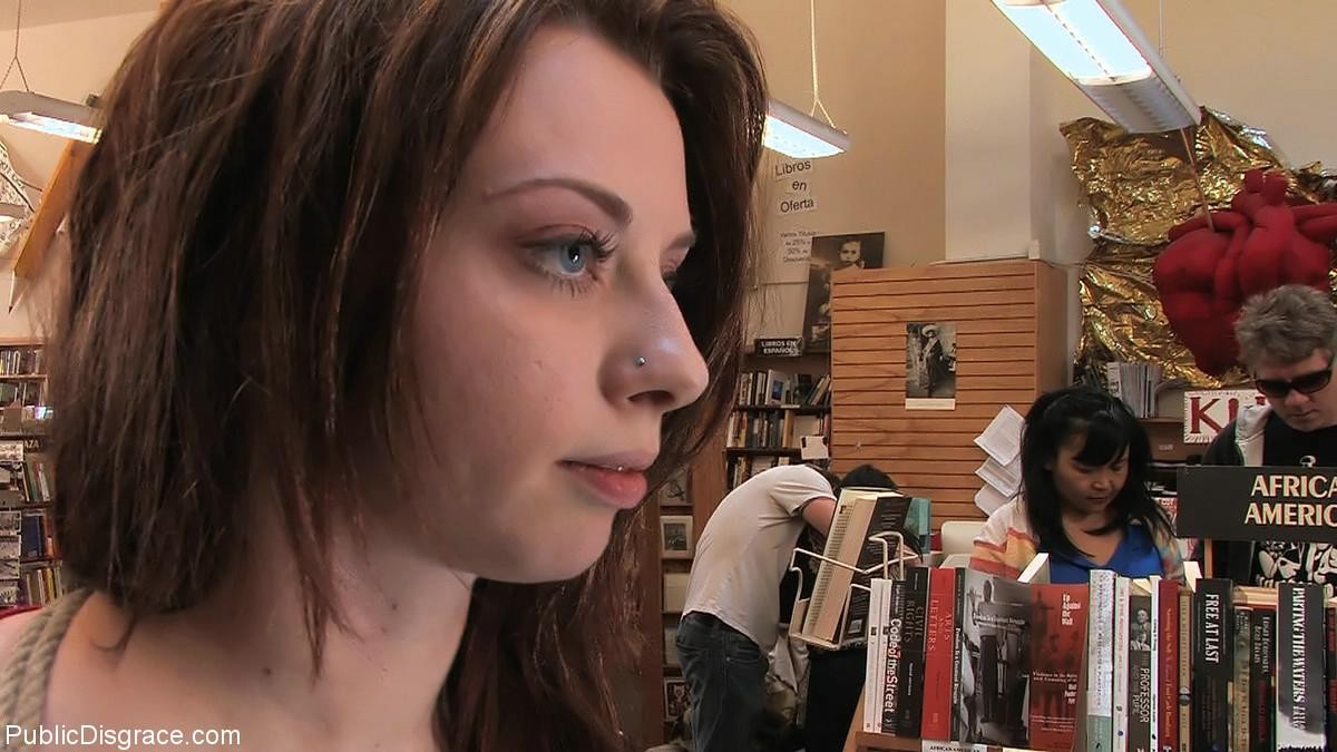Babe gets tied up and fucked in real public bookstore #71969250