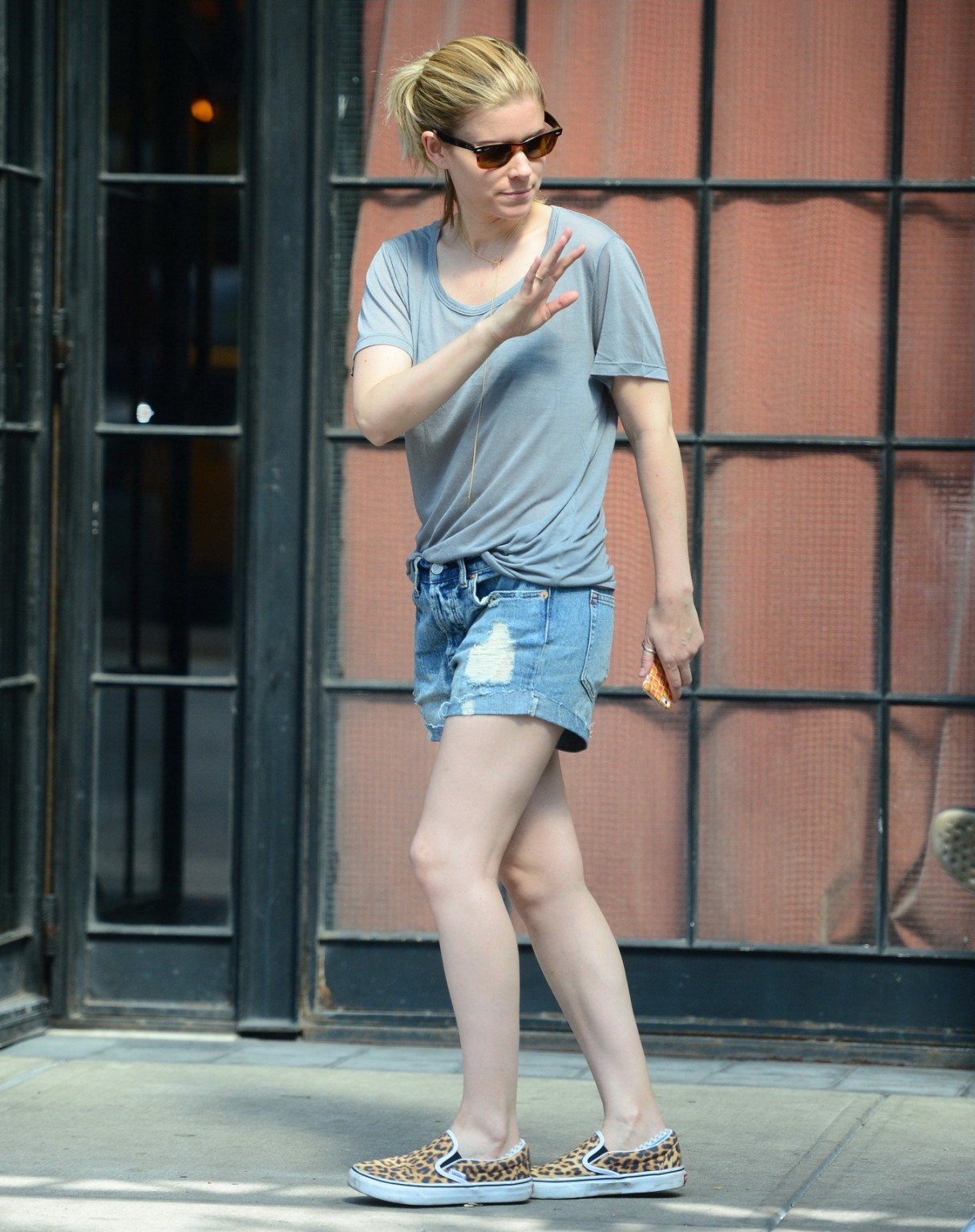 Kate Mara seethru to bra and leggy out in NYC #75194095