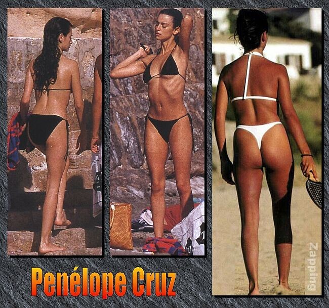 Penelope Cruz shows her brown boobs on the beach #72314744