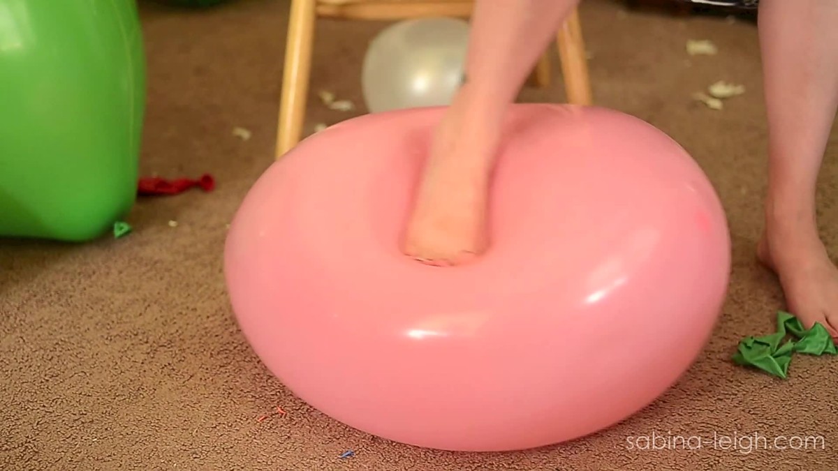 Busty Sabina popping the balloons with her ass feet and nails #72933583