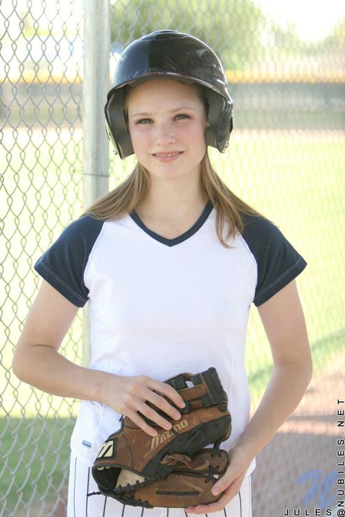 In between hits jules keeps her batting helmet on and flashes her tiny boobies y #71487051