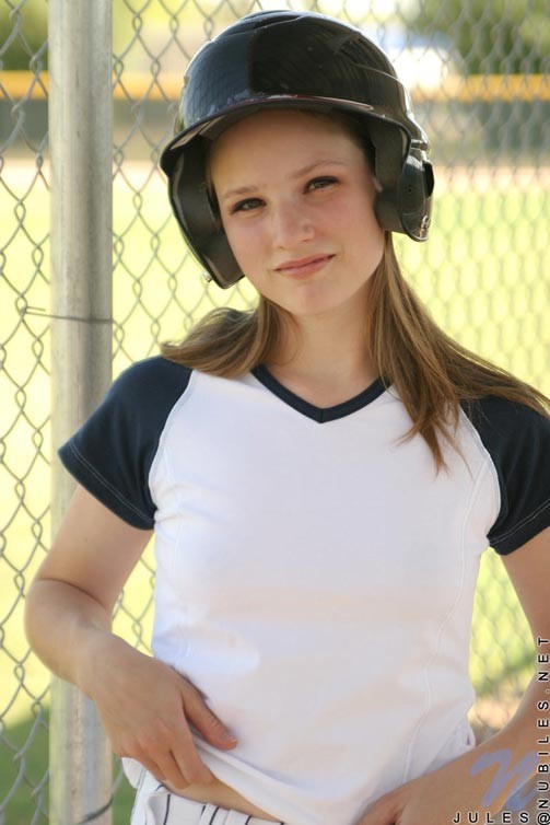 In between hits jules keeps her batting helmet on and flashes her tiny boobies y #71487060