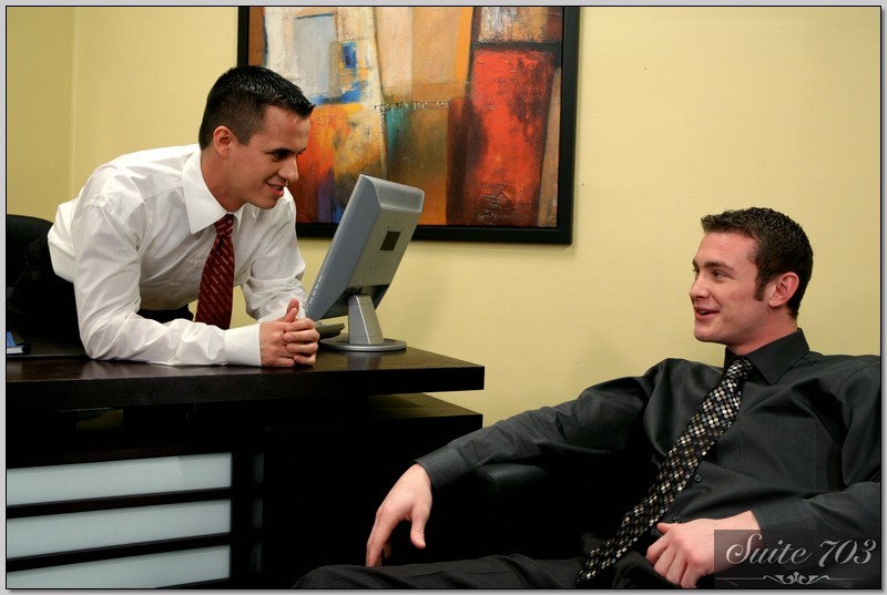 Three hot sexy businessmen gay studs fucking in the office #76983486