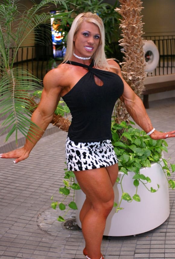 Beautiful blonde Female Bodybuilder with huge ripped muscles #73572322
