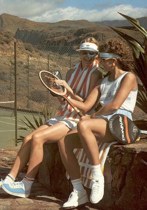 Two retro couples having sex on the tennis court #77325631