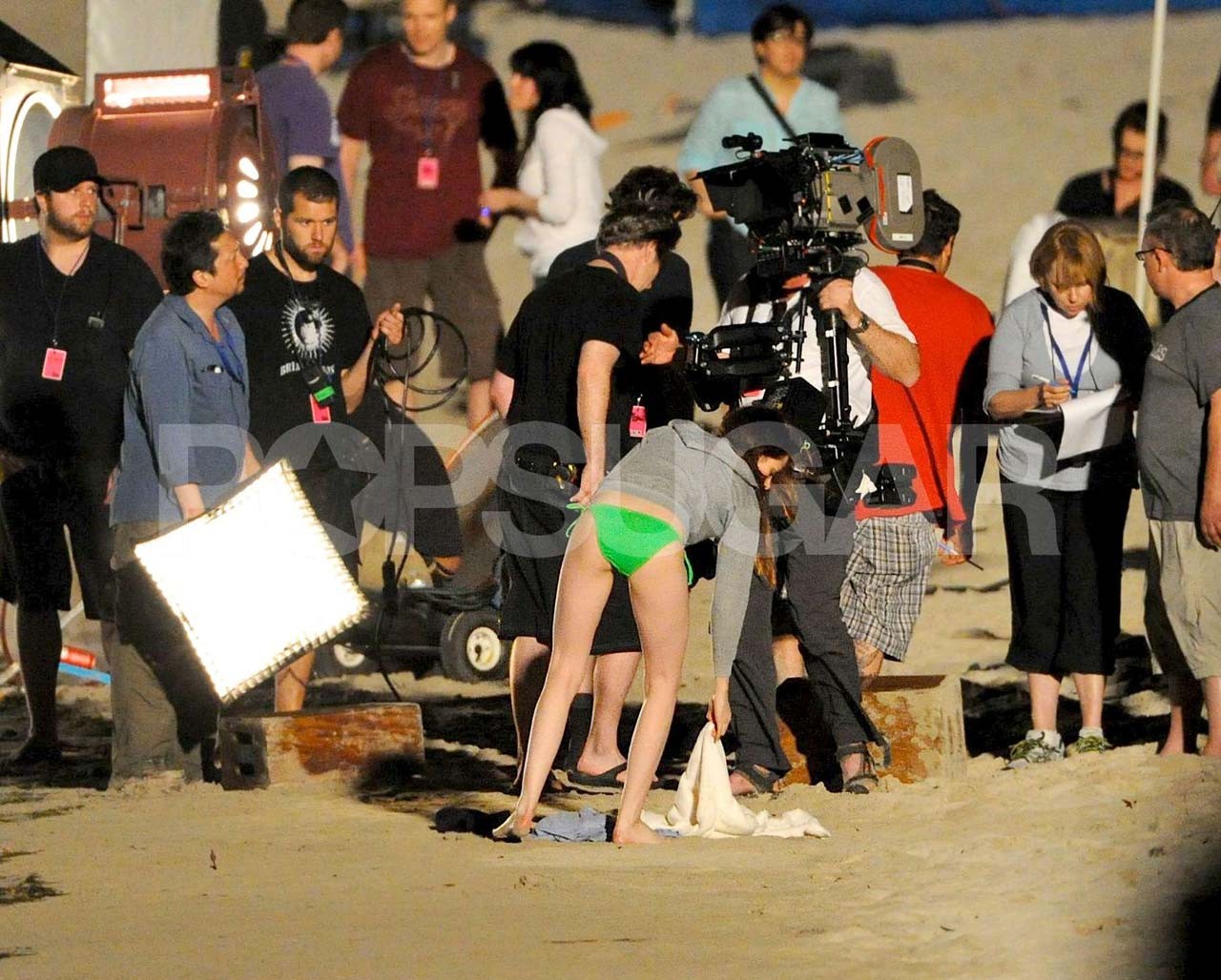 Kristen Stewart exposing her sexy body and nice tits in green bikini #75306637