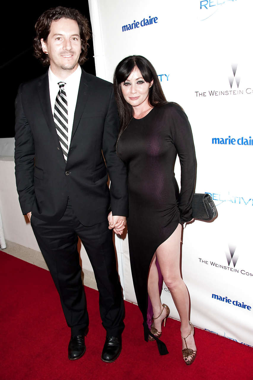 Shannen Doherty showing her nice big tits in see thru dress and leggy #75295544